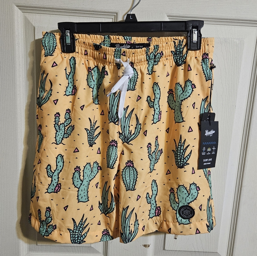 BROOKLYN CLOTH SURF AVE SWIM TRUNK: CACTUS/ORANGE: NEW WITH TAGS: SIZE S
